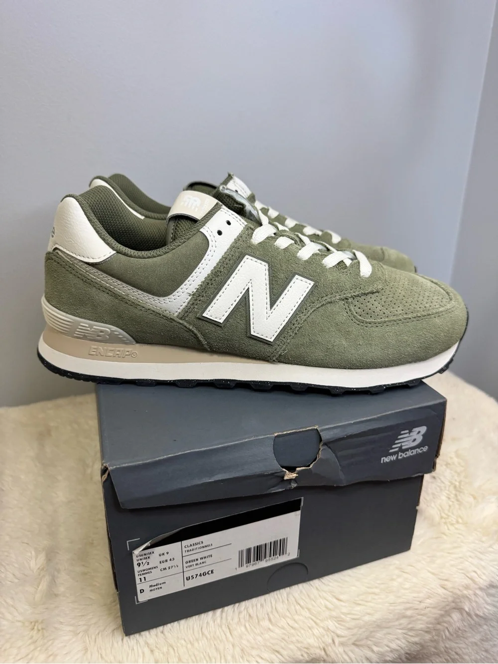 New Balance 574 Olive Green & White Men's Sneaker
